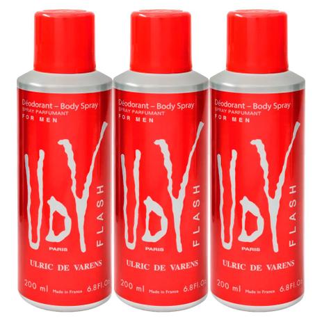 Kit Ulrich de Varens - 3x Body Spray UDV Flash - Ulric de varens Menor preço em Kit Ulrich de Varens - 3x Body Spray UDV Flash - Ulric de varens
