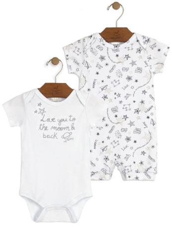Kit Up Baby 2 peças Ano Novo Body e Macaquinho Malha Curta Branco Menor preço em Kit Up Baby 2 peças Ano Novo Body e Macaquinho Malha Curta Branco