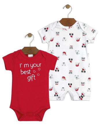 Kit Up Baby 2 peças Natal Body e Macaquinho Malha Curta Vermelho Menor preço em Kit Up Baby 2 peças Natal Body e Macaquinho Malha Curta Vermelho