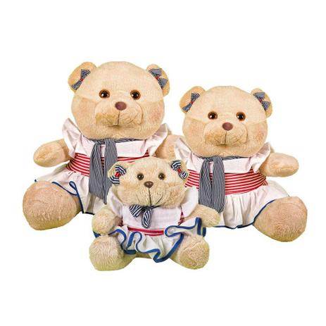 Kit Ursas 3 Peças Soft Mini, Pequena e Média Marinheira Vestido Listrado Vermelho e Marinho - Mury baby Menor preço em Kit Ursas 3 Peças Soft Mini, Pequena e Média Marinheira Vestido Listrado Vermelho e Marinho - Mury baby