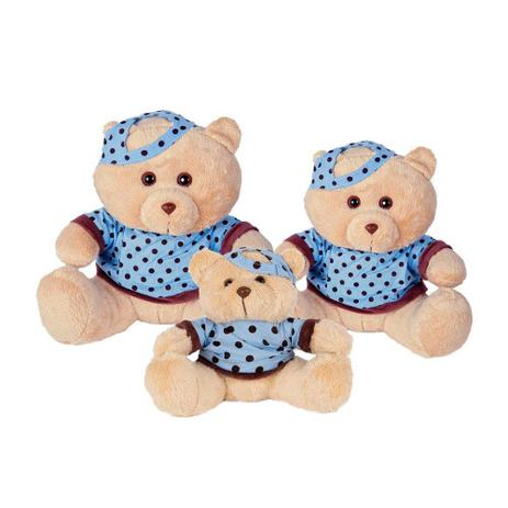 Kit Ursos 3 Peças Soft Mini, Pequeno e Médio Camiseta e Boné Bolinhas Azul e Marrom - Mury baby Menor preço em Kit Ursos 3 Peças Soft Mini, Pequeno e Médio Camiseta e Boné Bolinhas Azul e Marrom - Mury baby