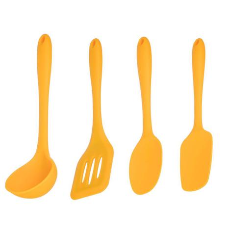 Kit Utensílios Colher Concha Espatula Silicone Amarelo 4 pçs - Weck Menor preço em Kit Utensílios Colher Concha Espatula Silicone Amarelo 4 pçs - Weck