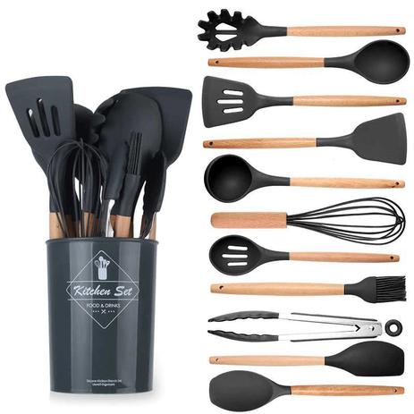 Kit Utensílios de Cozinha de Silicone 12pcs C/ Suporte Flórida- Grafite (VRS) é boa?