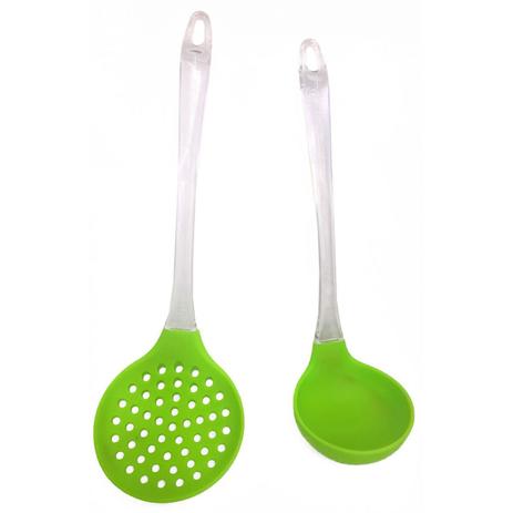 Kit Utensilios de Cozinha em Silicone Colher Escumadeira Arroz e Concha Feijao Verde (kit6-sili-12-13) - Braslu Menor preço em Kit Utensilios de Cozinha em Silicone Colher Escumadeira Arroz e Concha Feijao Verde (kit6-sili-12-13) - Braslu