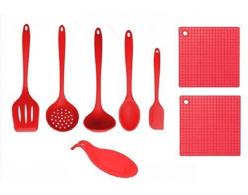 Kit Utensílios De  Silicone  Vermelho + Apoios De Silicone - clink é boa?