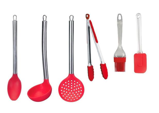 Kit Utensílios Silicone 6 Peças Colher Pegador De Carne - Clink Menor preço em Kit Utensílios Silicone 6 Peças Colher Pegador De Carne - Clink