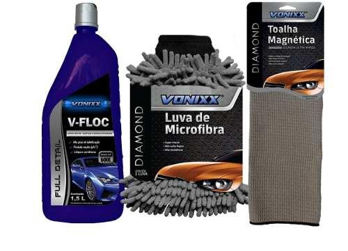Kit V-floc 1:400 Shampoo Carros + Luva +toalha Magnet Vonixx Menor preço em Kit V-floc 1:400 Shampoo Carros + Luva +toalha Magnet Vonixx