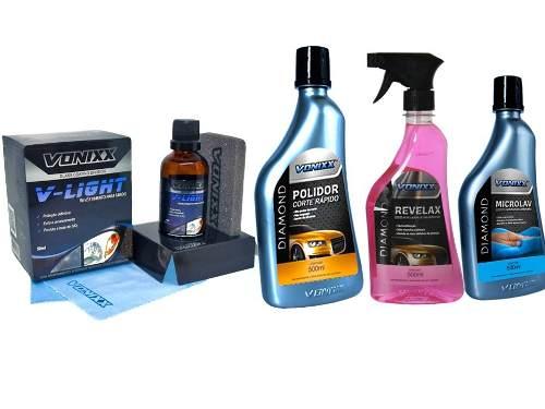 Kit V-light Vitrificador De Lanterna Polidor Revelax Vonixx Menor preço em Kit V-light Vitrificador De Lanterna Polidor Revelax Vonixx