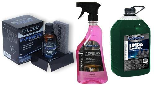 Kit V-plastic + Revelax + Limpa Estofados 5 Litros Vonixx Menor preço em Kit V-plastic + Revelax + Limpa Estofados 5 Litros Vonixx