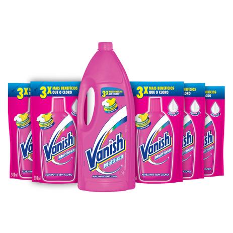Kit Vanish Multiuso 1,5L + 5 Refis 500ml Menor preço em Kit Vanish Multiuso 1,5L + 5 Refis 500ml