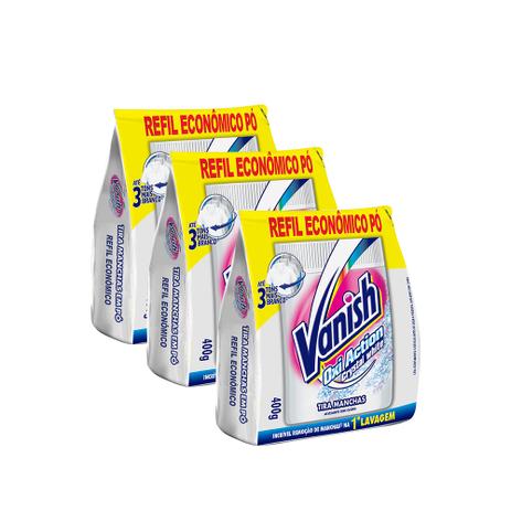 Kit Vanish Oxi Action Crystal White Refil Econômico Pó 400g 3 Unidades Menor preço em Kit Vanish Oxi Action Crystal White Refil Econômico Pó 400g 3 Unidades