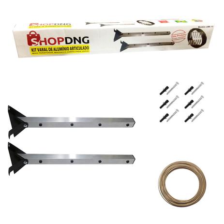Kit Varal Articulado de Parede com Corda Buchas e Parafusos - LMK-11 - Shopdng Menor preço em Kit Varal Articulado de Parede com Corda Buchas e Parafusos - LMK-11 - Shopdng
