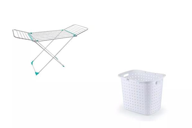 Kit Varal De Chão Alumínio Grande Com Cesto Roupa Suja - Secalux Menor preço em Kit Varal De Chão Alumínio Grande Com Cesto Roupa Suja - Secalux