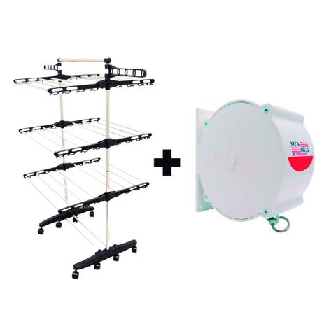 KIT Varal De Chão Vertical Com Rodinhas 3 Andares + Varal Trevisan Branco (OC) - Signal Menor preço em KIT Varal De Chão Vertical Com Rodinhas 3 Andares + Varal Trevisan Branco (OC) - Signal