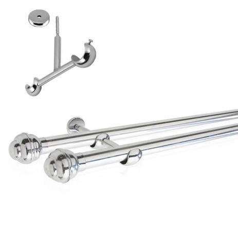 Kit Varão duplo 2 m + 3 suportes de teto 19x19mm - Admirare Menor preço em Kit Varão duplo 2 m + 3 suportes de teto 19x19mm - Admirare