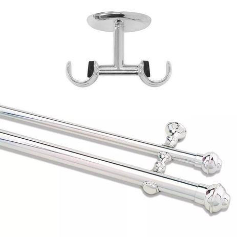 Kit Varão Duplo Cromado 4m com suporte de teto - Utilimark Menor preço em Kit Varão Duplo Cromado 4m com suporte de teto - Utilimark