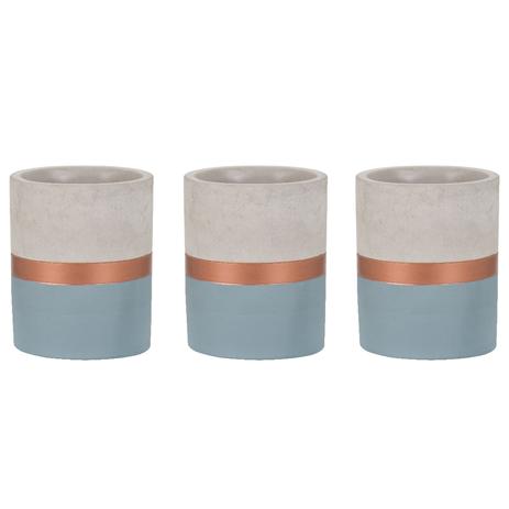Kit Vaso Azul E Cobre De Cimento 3 Peças - Mart Menor preço em Kit Vaso Azul E Cobre De Cimento 3 Peças - Mart