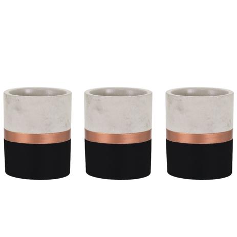 Kit Vaso Preto E Cobre Em Cimento 3 Peças - Mart Menor preço em Kit Vaso Preto E Cobre Em Cimento 3 Peças - Mart