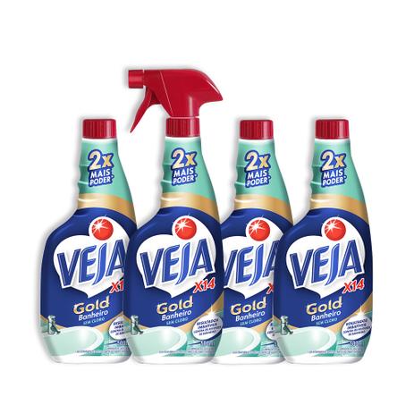 Kit Veja Banheiro 1 Limpador Multiuso X-14 sem Cloro Pulverizador 500ml + 3 Refis 500ml Menor preço em Kit Veja Banheiro 1 Limpador Multiuso X-14 sem Cloro Pulverizador 500ml + 3 Refis 500ml