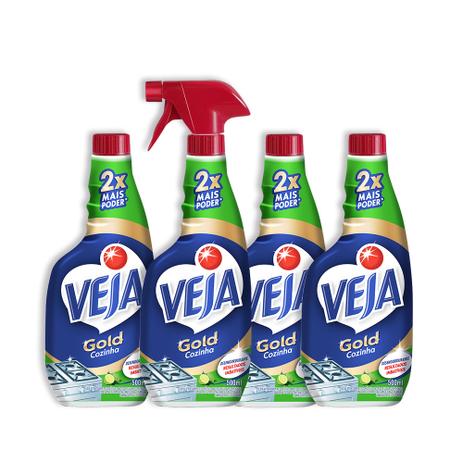Kit Veja Cozinha 1 Desengordurante Limão 500ml + 3 Refis 500ml Menor preço em Kit Veja Cozinha 1 Desengordurante Limão 500ml + 3 Refis 500ml