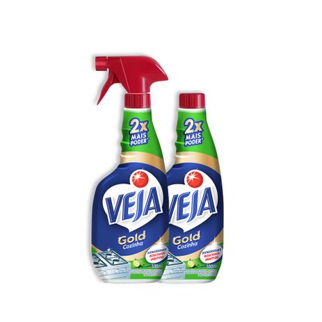 Kit Veja Gold Cozinha 1 Desengordurante Limão 500ml + 1 Refil 500ml Menor preço em Kit Veja Gold Cozinha 1 Desengordurante Limão 500ml + 1 Refil 500ml