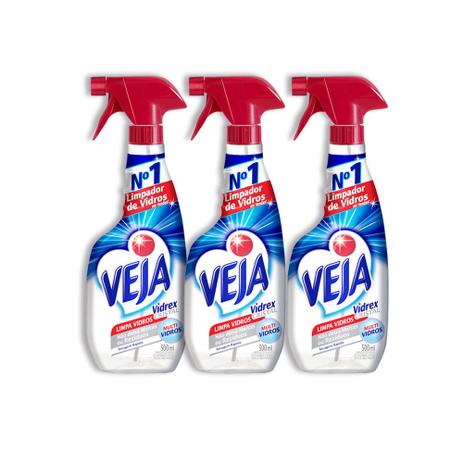 Kit Veja Vidrex Cristal Limpa Vidros 500ml 3 Unidades Menor preço em Kit Veja Vidrex Cristal Limpa Vidros 500ml 3 Unidades