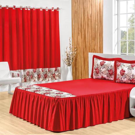 Kit Veneza Vermelho Casal c/ Cortina 2,00m x 1,80m 04 Peças - Dourados enxovais Menor preço em Kit Veneza Vermelho Casal c/ Cortina 2,00m x 1,80m 04 Peças - Dourados enxovais