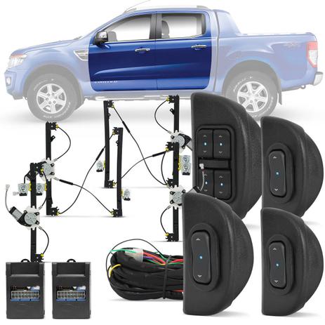 Kit Vidro Elétrico Ford Ranger 2013 A 2018 Cabine Dupla Sensorizado 4 Portas Completo - Dial Menor preço em Kit Vidro Elétrico Ford Ranger 2013 A 2018 Cabine Dupla Sensorizado 4 Portas Completo - Dial