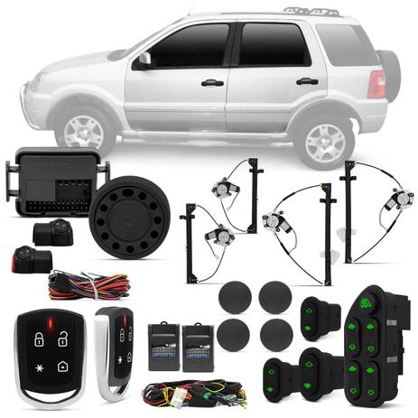 Kit Vidro Elétrico Sensorizado Ecosport 03 A 07 4 Portas Completo + Alarme Pósitron Cyber PX360BT - Prime Menor preço em Kit Vidro Elétrico Sensorizado Ecosport 03 A 07 4 Portas Completo + Alarme Pósitron Cyber PX360BT - Prime