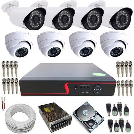 Kit Vigilância 4 Câmeras Dome de Metal AHD 1.3 Mp 4 Câmeras bullet AHD 1.3 Mp + DVR 8 Canais - Power Menor preço em Kit Vigilância 4 Câmeras Dome de Metal AHD 1.3 Mp 4 Câmeras bullet AHD 1.3 Mp + DVR 8 Canais - Power