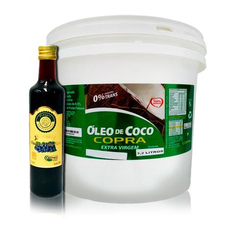 Kit Vinagre Orgânico 500ml + Óleo de Coco Extra Virgem 3,2l - São Francisco/Copra Menor preço em Kit Vinagre Orgânico 500ml + Óleo de Coco Extra Virgem 3,2l - São Francisco/Copra