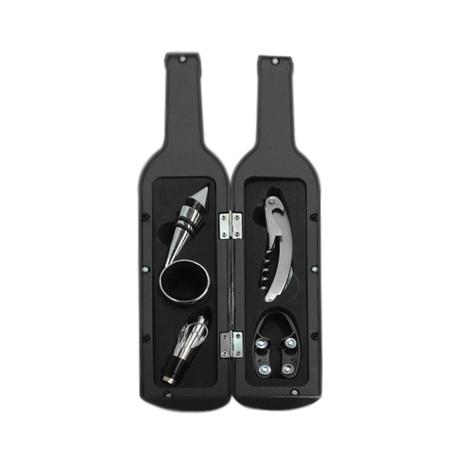 Kit Vinho 6 Peças Abridor Saca Rolha Tampa Anel Garrafa Case - Horizonte Menor preço em Kit Vinho 6 Peças Abridor Saca Rolha Tampa Anel Garrafa Case - Horizonte