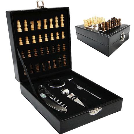 Kit Vinho Abridor de Tampa 5 Peças Jogo de Xadrez CBRN06656 PRETO - Commerce brasil Menor preço em Kit Vinho Abridor de Tampa 5 Peças Jogo de Xadrez CBRN06656 PRETO - Commerce brasil