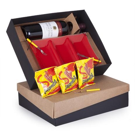 Kit Vinho Italiano + 1 Petisqueira + 3 Salamitos + 3 garfinhos - Shop quality Menor preço em Kit Vinho Italiano + 1 Petisqueira + 3 Salamitos + 3 garfinhos - Shop quality