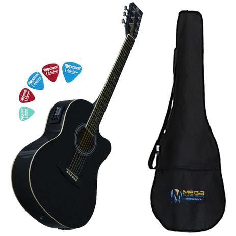 KIT Violão Eletrico Aço GE-21 BK Capa Palhetas Harmonics é boa?
