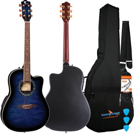 Kit Violão Elétrico Fundo Fibra CH306 BLB Blue Burst Eagle Completo Menor preço em Kit Violão Elétrico Fundo Fibra CH306 BLB Blue Burst Eagle Completo