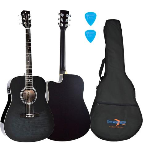 Kit Violão Elétrico VCK380 BMF Preto Rajado Vogga Capa Simples Menor preço em Kit Violão Elétrico VCK380 BMF Preto Rajado Vogga Capa Simples