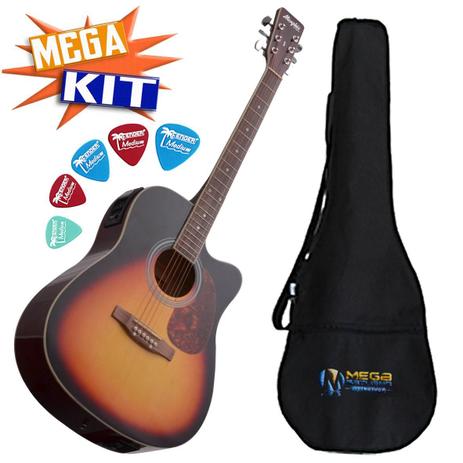 Kit Violão Folk Elétrico Md18 SB Tagima Menor preço em Kit Violão Folk Elétrico Md18 SB Tagima