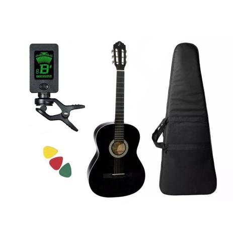 Kit Violão Giannini N14 Nylon Cor Preto Com Afinador Menor preço em Kit Violão Giannini N14 Nylon Cor Preto Com Afinador