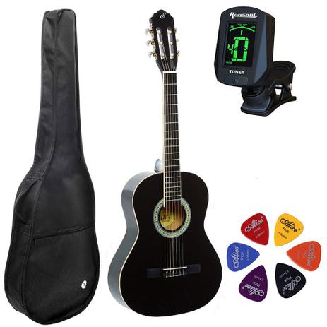 Kit Violão Giannini N6 Estudante 3/4 Nylon BK + Capa + Afinador e Palhetas Menor preço em Kit Violão Giannini N6 Estudante 3/4 Nylon BK + Capa + Afinador e Palhetas