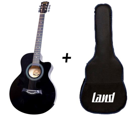 Kit violão land acustico aço preto la-39 bk capa - Land guitars Menor preço em Kit violão land acustico aço preto la-39 bk capa - Land guitars