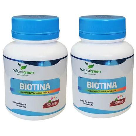 Kit Vitamina B7 (biotina) 500mg Com 80 Cápsulas - Natural green Menor preço em Kit Vitamina B7 (biotina) 500mg Com 80 Cápsulas - Natural green
