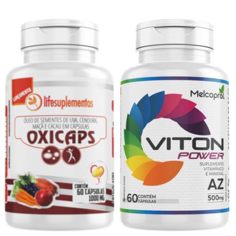 Menor preço em Kit Viton Power Plus Suplemento Vitaminas Minerais AZ + Oxicaps Óleos de Sementes de Uva Cenoura, Maçã e Cacau Melcoprol