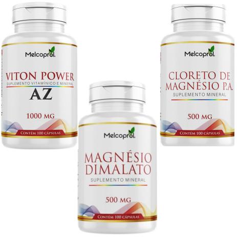 Kit Viton Power Suplemento de Vitaminas e Minerais de AZ + Cloreto de Magnésio P.A + Magnésio Dimalato Melcoprol Menor preço em Kit Viton Power Suplemento de Vitaminas e Minerais de AZ + Cloreto de Magnésio P.A + Magnésio Dimalato Melcoprol