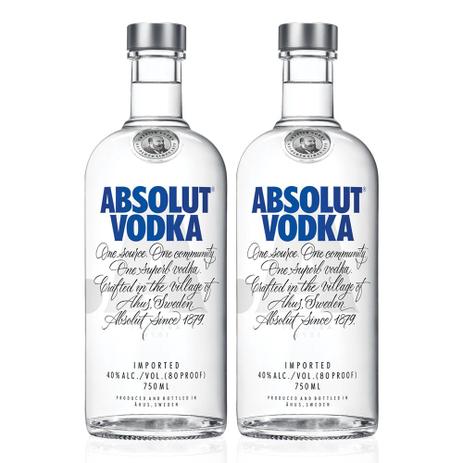 Kit Vodka Absolut Original 750ml - 2 Unidades Menor preço em Kit Vodka Absolut Original 750ml - 2 Unidades