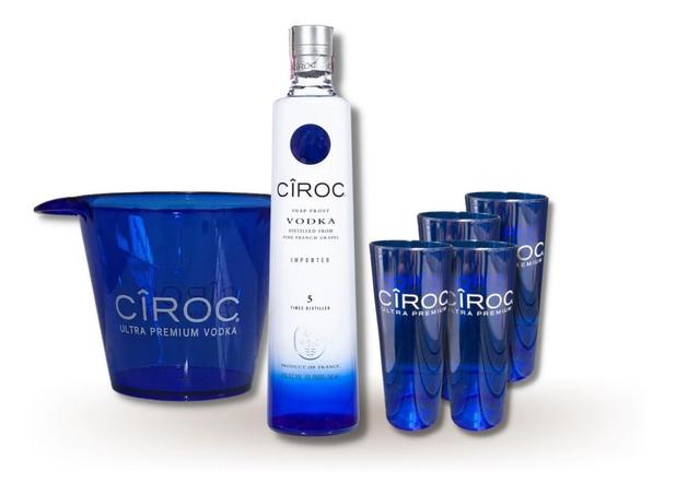 Kit Vodka Ciroc 750 Ml + Balde + 4 Copos Personalizados -