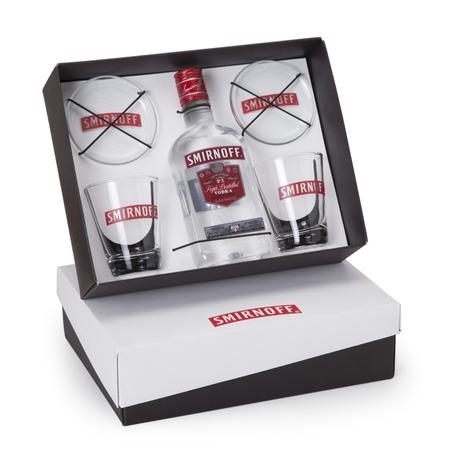 Kit Vodka Smirnoff + 2 Copos de vidro + 2 Porta copos - Shop quality Menor preço em Kit Vodka Smirnoff + 2 Copos de vidro + 2 Porta copos - Shop quality