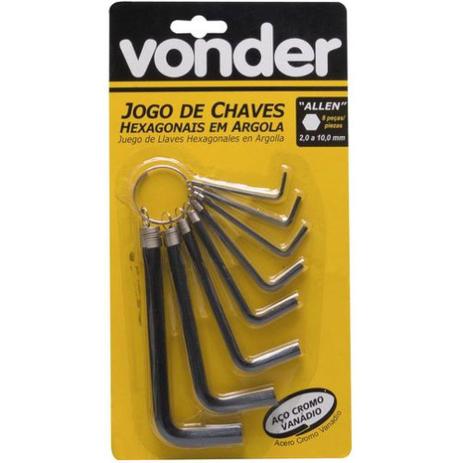 Kit Vonder c/8 Chaves Hexagonais Allen 2 a 10mm Menor preço em Kit Vonder c/8 Chaves Hexagonais Allen 2 a 10mm