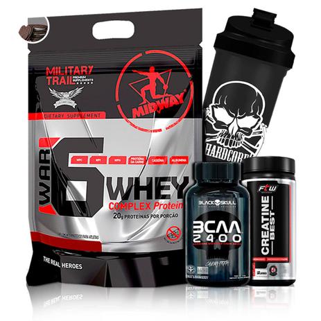 Kit War 6 907g + Bcaa 2400 200 Caps + Creatina 100g + Coq - Midway labs Menor preço em Kit War 6 907g + Bcaa 2400 200 Caps + Creatina 100g + Coq - Midway labs