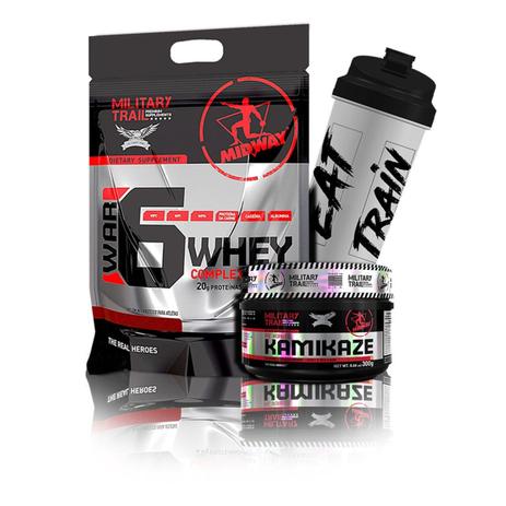 Kit War 6 Complex Protein 907g + Pré Treino Kamikaze + Coqueteleira - Midway Military Trail - Midway labs Menor preço em Kit War 6 Complex Protein 907g + Pré Treino Kamikaze + Coqueteleira - Midway Military Trail - Midway labs
